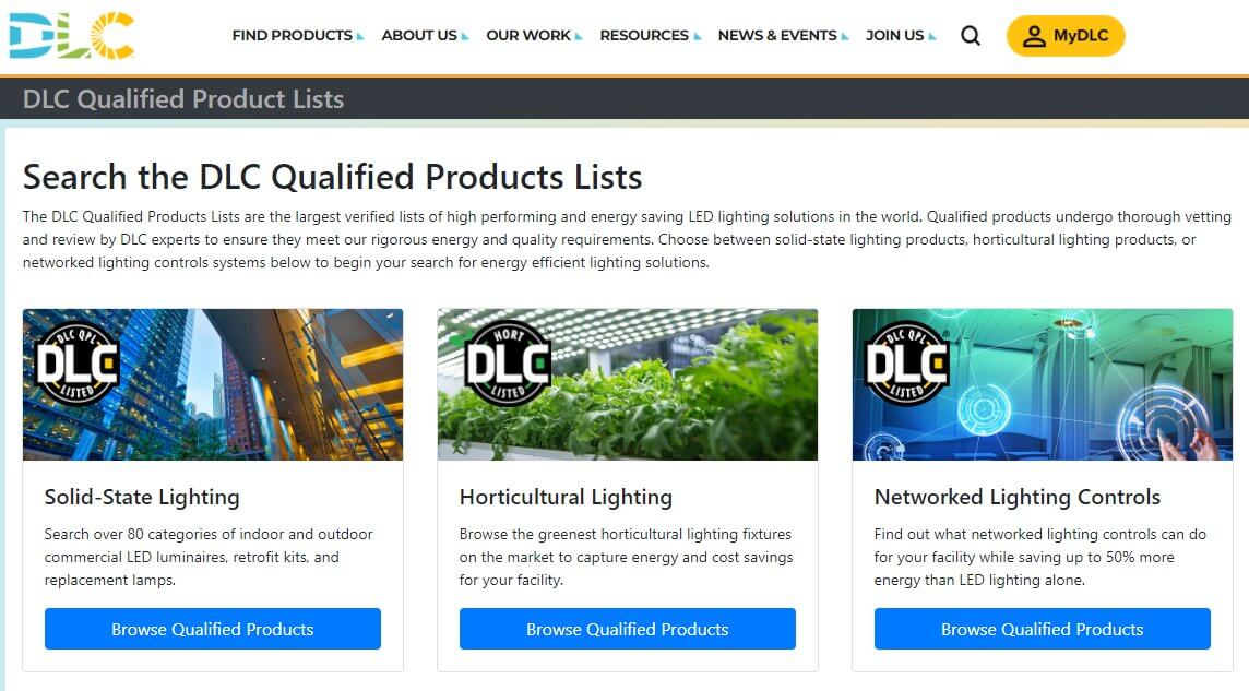 DLC qualified products lists website horticultural lighting